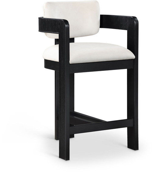 Sacha - Velvet Stool With Black Base