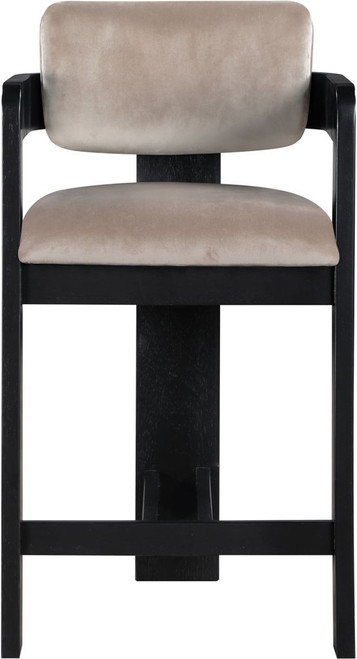 Sacha - Velvet Stool With Black Base