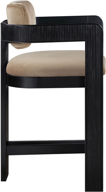 Sacha - Velvet Stool With Black Base