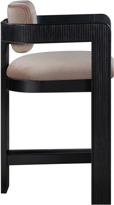 Sacha - Velvet Stool With Black Base