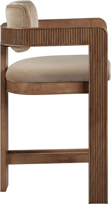 Sacha - Velvet Stool With Brown Base