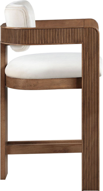 Sacha - Velvet Stool With Brown Base