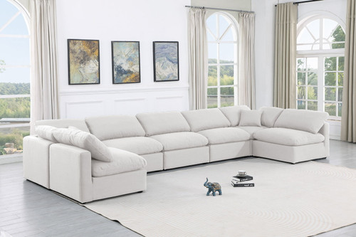 Indulge - Linen 7 Piece Modular U-Shaped Sectional - White
