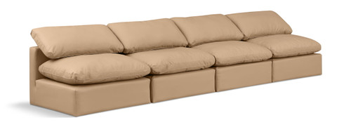 Indulge - Faux Leather 4 Piece Modular Armless Sofa - Tan Indulge - Faux Leather 4 Piece Modular Armless Sofa - Tan