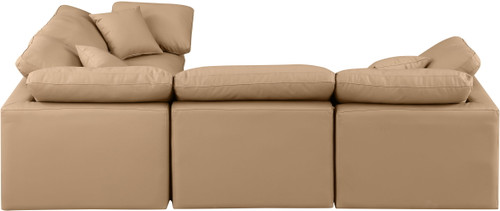 Indulge - Faux Leather 4 Piece Modular Corner Sectional - Tan
