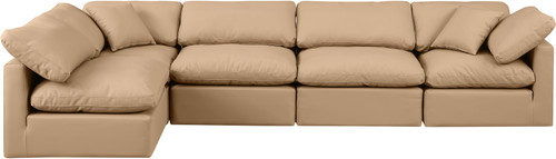 Indulge - Faux Leather 5 Piece Modular Sectional - Tan