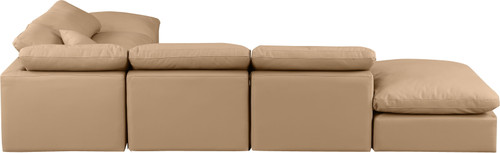 Indulge - Faux Leather 6 Piece Modular Armless Sectional - Tan