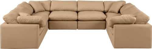 Indulge - Faux Leather 8 Piece Modular Sectional - Tan