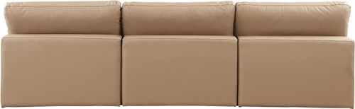 Comfy - Faux Leather Modular Armless Sofa 3 Pieces - Tan