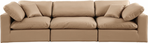 Comfy - Faux Leather Modular Sofa 3 Pieces - Tan