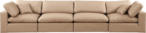 Comfy - Faux Leather Modular Sofa 4 Pieces - Tan