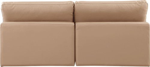 Comfy - Faux Leather Modular Armless Sofa 2 Pieces - Light Brown