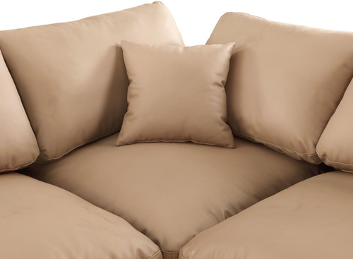 Comfy - 4 Piece Faux Leather Modular Armless Sectional - Tan