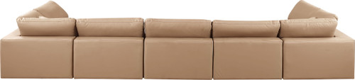 Comfy - 7 Piece Faux Leather Modular Armless Sectional - Tan