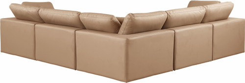 Comfy - 5 Piece Faux Leather Modular Corner Sectional - Tan