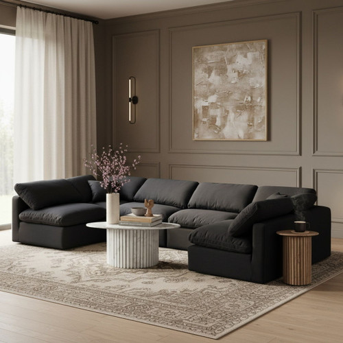 Indulge - Linen 6 Piece Modular U-Shaped Sectional