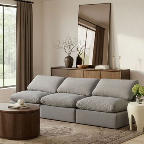 Indulge - Velvet 3 Seat Modular Armless Sofa