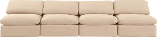 Indulge - Velvet 4 Seat Modular Armless Sofa