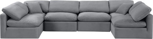 Indulge - Velvet 6 Piece Modular U-Shaped Sectional