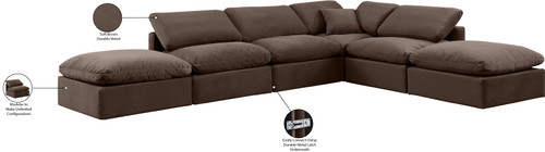 Indulge - Velvet 6 Piece Modular Armless Sectional