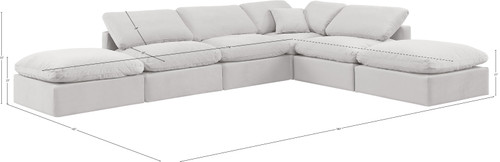 Indulge - Velvet 6 Piece Modular Armless Sectional