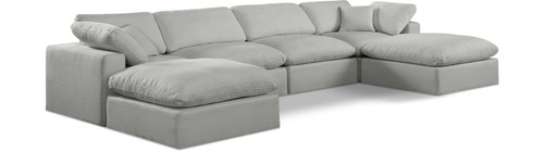 Comfy - 6 Piece Linen Modular Double Chaise Sectional