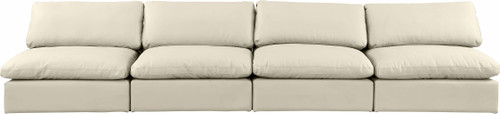 Comfy - Faux Leather Modular Armless Sofa 4 Seats