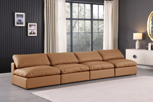 Comfy - Faux Leather Modular Armless Sofa 4 Seats