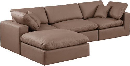 Comfy - 4 Piece Faux Leather Modular Sectional With Chaise