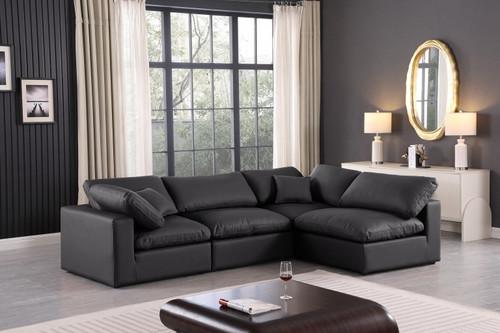 Comfy - 4 Piece Faux Leather Modular Armless Sectional