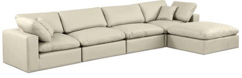 Comfy - 5 Piece Faux Leather Modular Sectional With Chaise