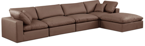 Comfy - 5 Piece Faux Leather Modular Sectional With Chaise
