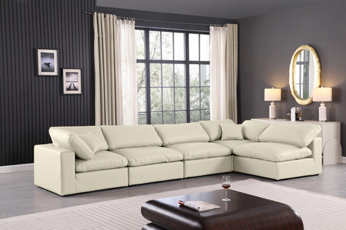 Comfy - 5 Piece Faux Leather Modular Sectional
