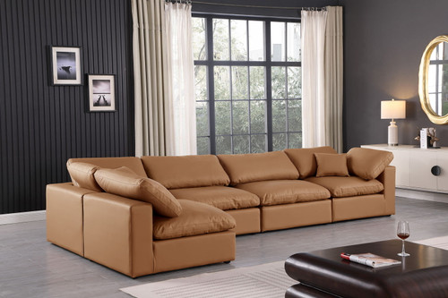 Comfy - 5 Piece Faux Leather Modular Sectional