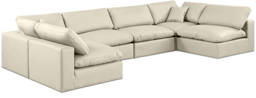 Comfy - 6 Piece Faux Leather Modular Armless Sectional