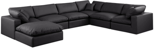 Comfy - 7 Piece Faux Leather Modular Sectional With Chaise
