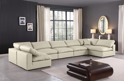 Comfy - 7 Piece Faux Leather Modular Armless Sectional
