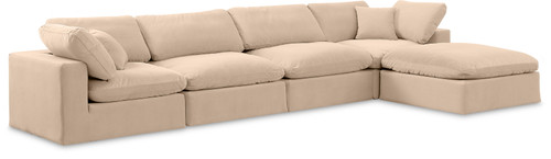 Comfy - 5 Piece Velvet Modular Sectional With Chaise