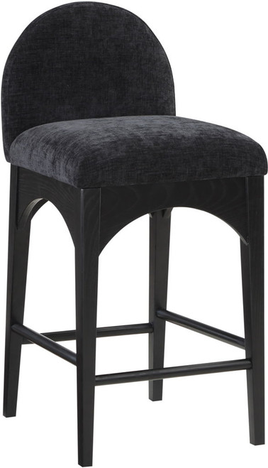 Waldorf - Chenille Stool With Black Legs