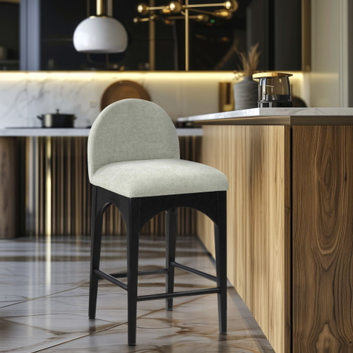 Waldorf - Chenille Stool With Black Legs