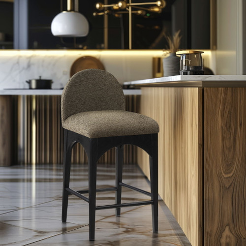 Waldorf - Boucle Stool With Black Legs