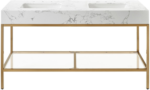 Marmo - Engineered Marble Bathroom Vanity With Gold Base