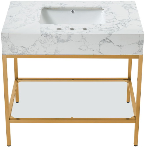 Marmo - Engineered Marble Bathroom Vanity With Gold Base