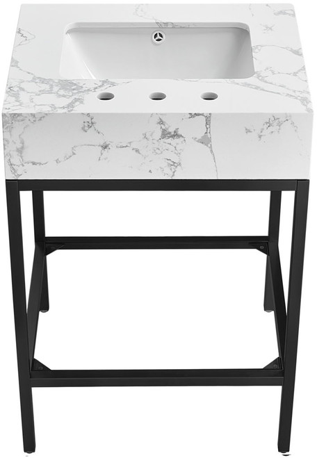 Marmo - Engineered Marble Bathroom Vanity With Black Base