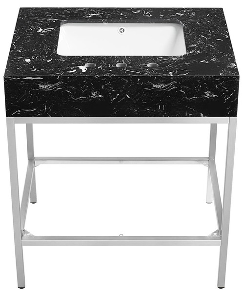 Marmo - Engineered Marble Bathroom Vanity With Chrome Base