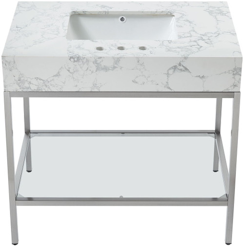 Marmo - Engineered Marble Bathroom Vanity With Chrome Base
