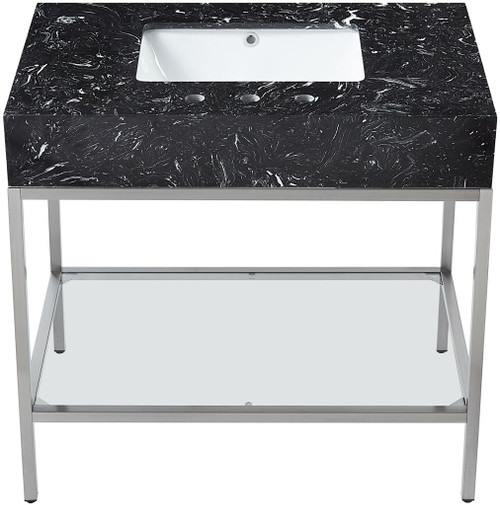 Marmo - Engineered Marble Bathroom Vanity With Chrome Base