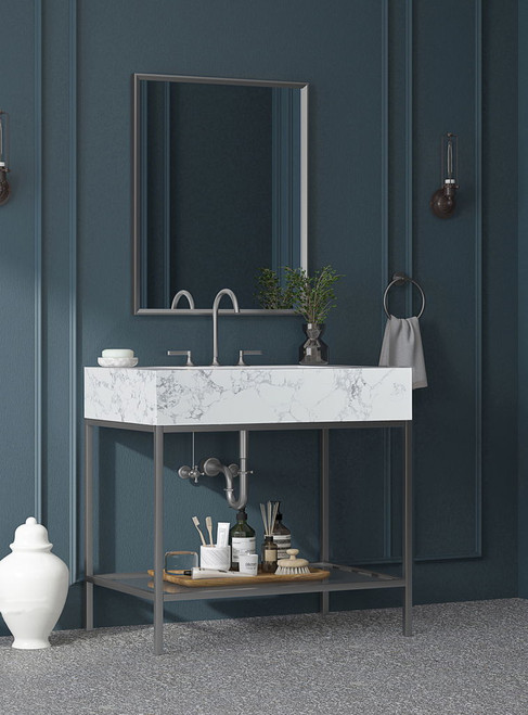 Marmo - Engineered Marble Bathroom Vanity With Chrome Base