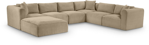 Shaggy - Fabric 7 Piece Modular U-Shaped Sectional With Ottoman