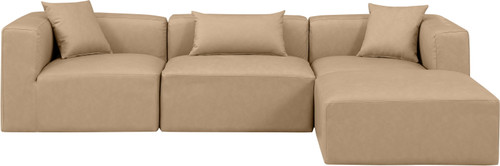 Cube - 4 Piece Modular Sectional With Chaise - Tan